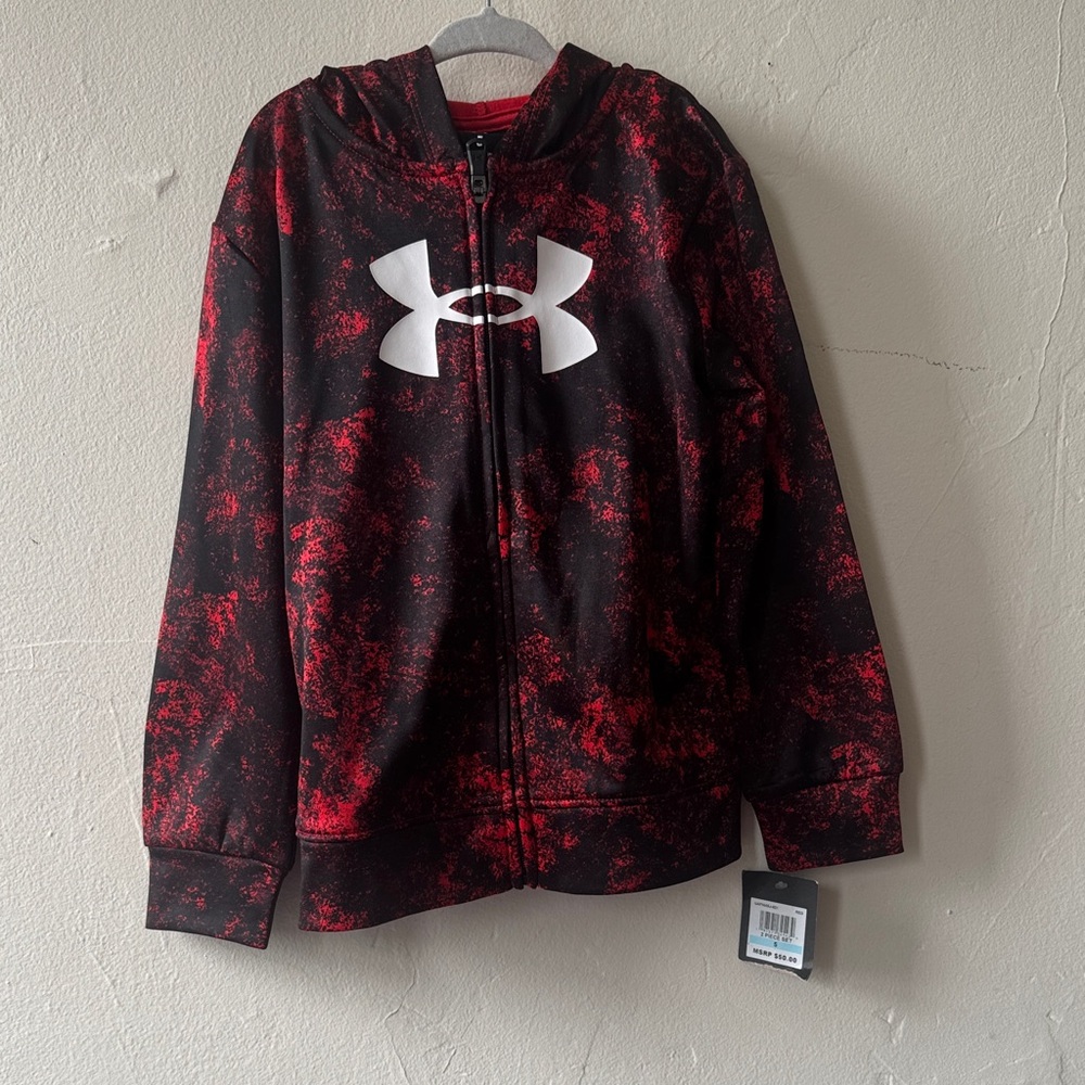Under Armour Black and Red Zip-Up Hoodie New